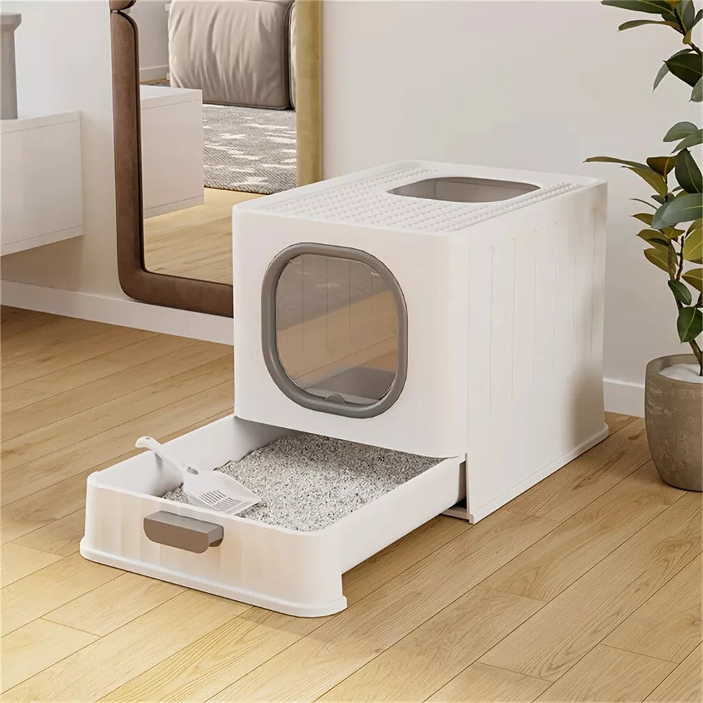 PawNest™ Enclosed Cat Litter Box – Drawer Clean Design & Anti-Tracking