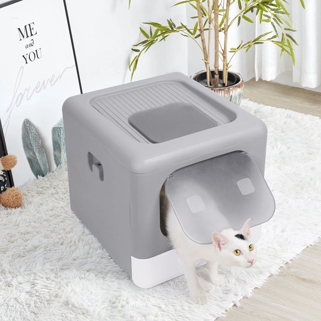 PawNest™ Enclosed Foldable Cat Litter Box with Detachable Tray &amp; Scoop