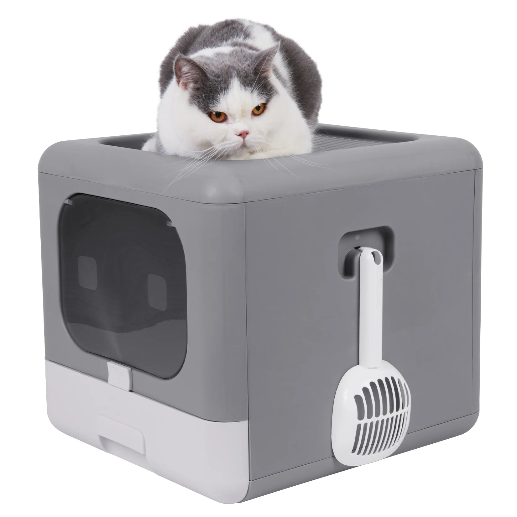 PawNest™ Enclosed Foldable Cat Litter Box with Detachable Tray &amp; Scoop
