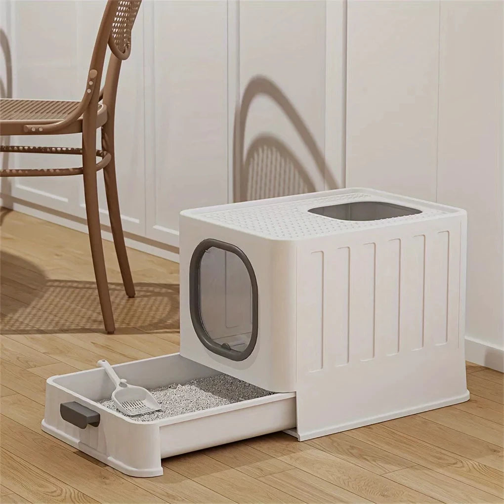 PawNest™ Enclosed Cat Litter Box – Drawer Clean Design & Anti-Tracking