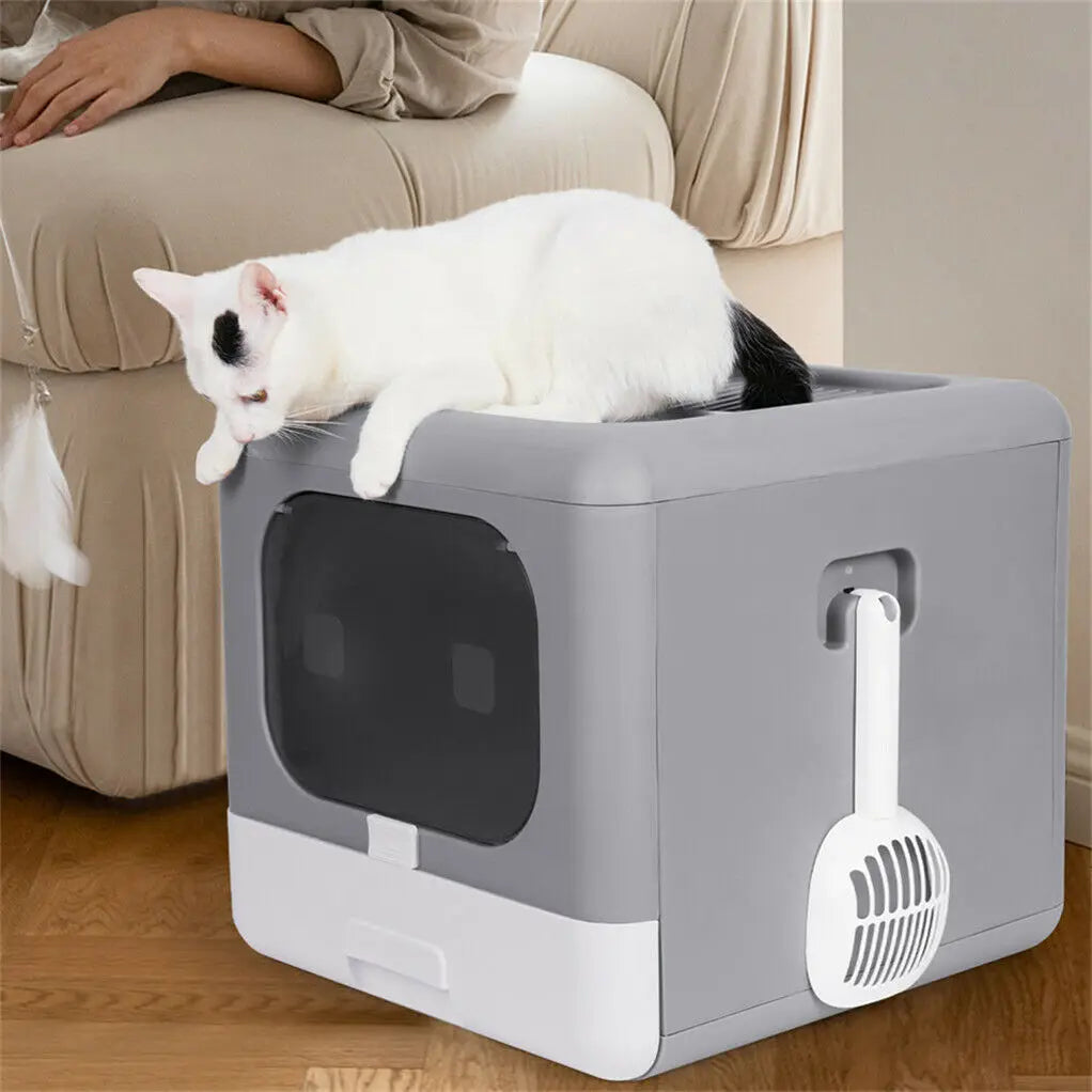 PawNest™ Enclosed Foldable Cat Litter Box with Detachable Tray &amp; Scoop